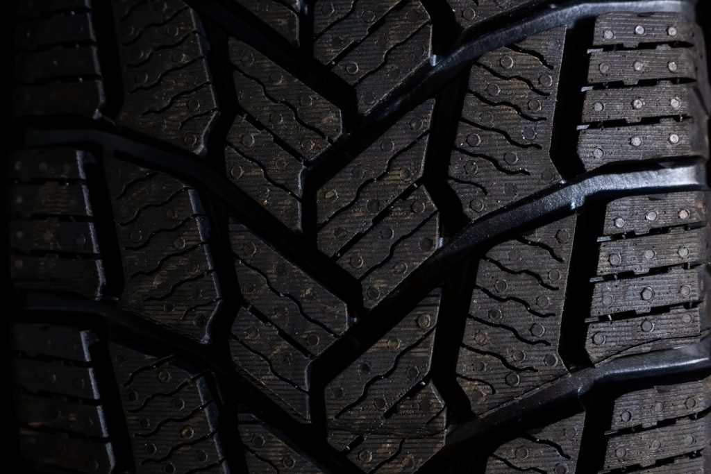 Close-up of winter tire tread for snow and ice traction